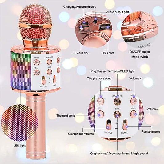 Wireless Bluetooth Recording Condenser Handheld Microphone Bluetooth Speaker Audio Recording Karaoke with Mic (Multicolor 1 Pc)